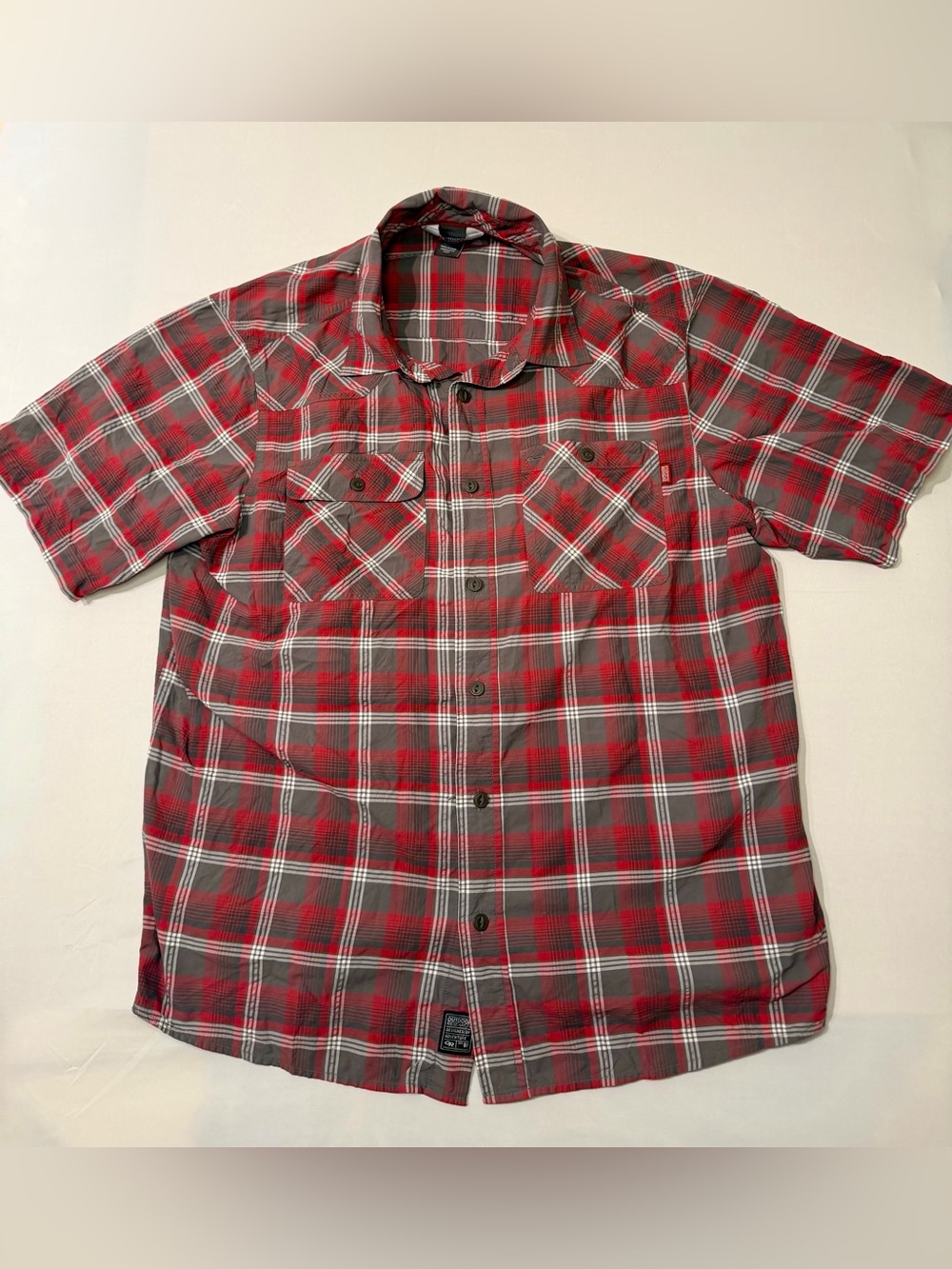 Outdoor Research Pale Ale Men's Plaid Short Sleeve Button Up Shirt XL Nylon